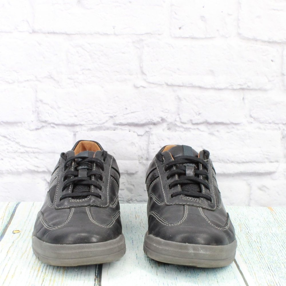 Clarks Unstructured Black Leather Comfort Low Top Sneakers Shoes Size 9.5 Medium - Picture 4 of 9